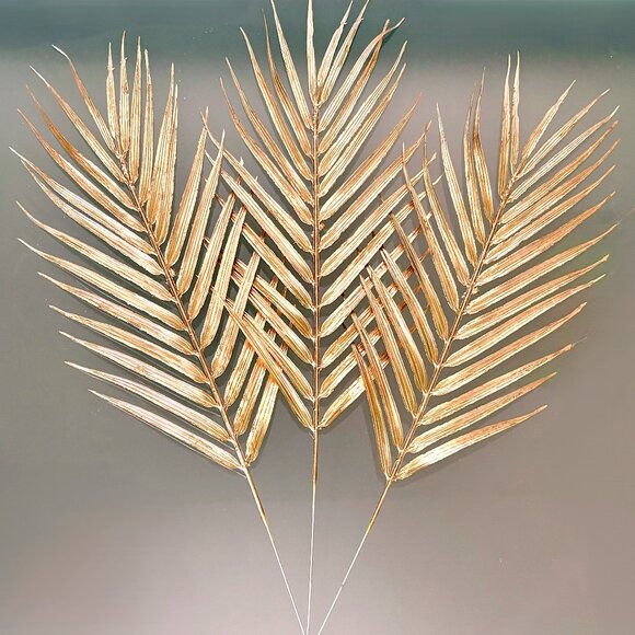 Set/3 19”L Artificial Holiday Gold Golden Tropical Palm Fronds Vase Filler New - Picture 2 of 5
